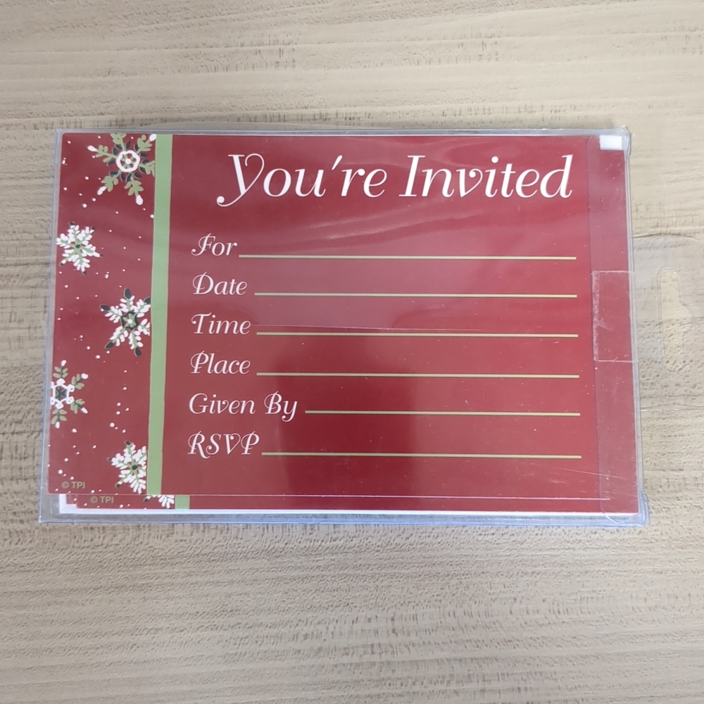 New Red Snowflake Holiday Christmas Invitations Set Of 8